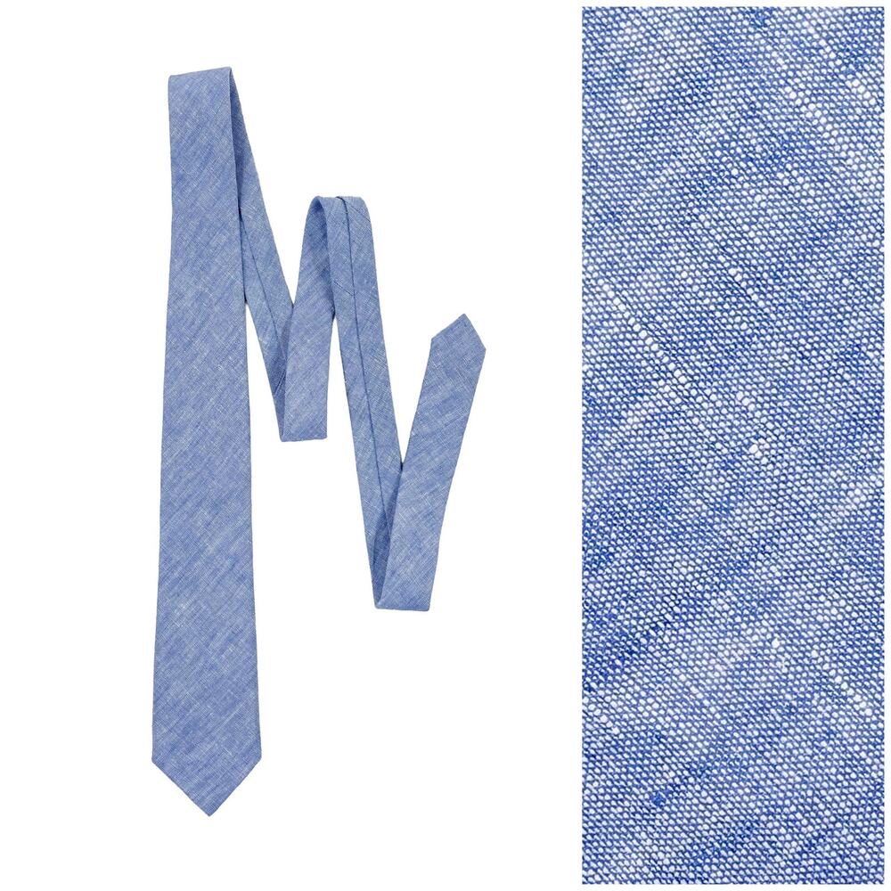 J Crew Baird McNutt Irish Linen Tie NWT 60" x 3" Light Blue Ludlow Made in USA